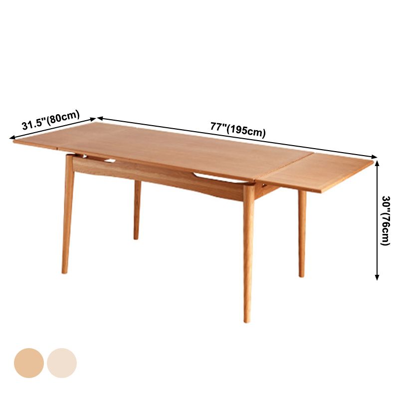 Retractable Solid Wood Table Modern Dining Table with 4 Legs for Restaurant