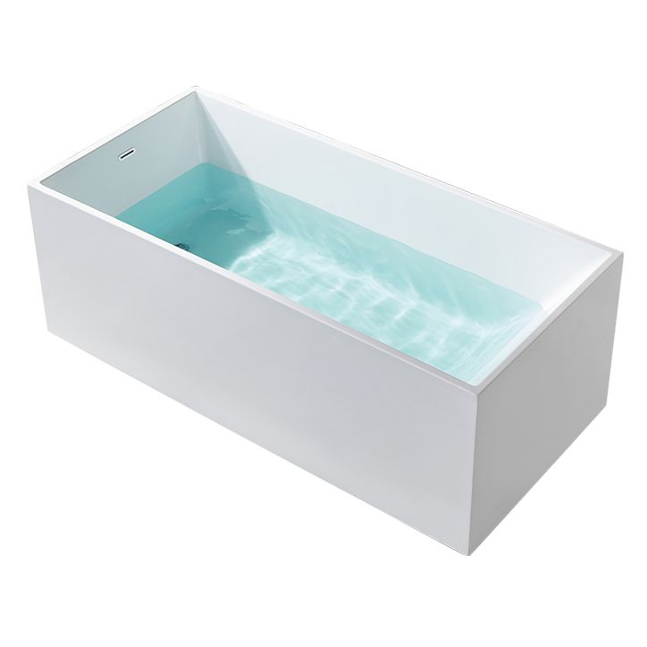 Modern Rectangle Acrylic Bathtub Freestand Soaking Bathtub with Drain Bath Tub