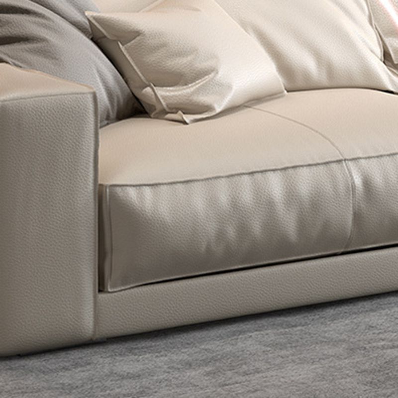 Square Arm Sectional Sofa Contemporary 3-seater Leather Sectional