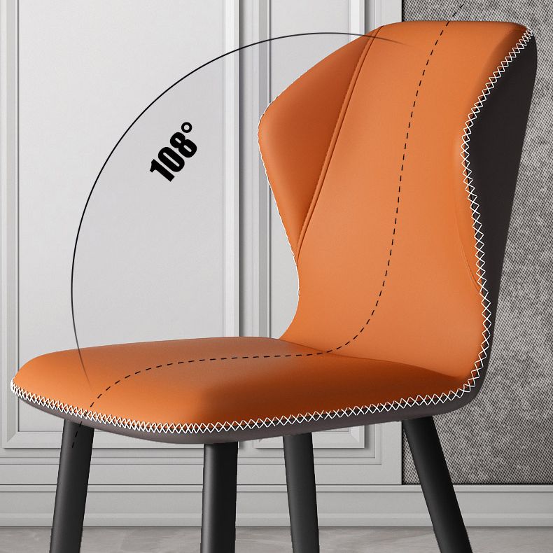 Chaises de salle à manger sans accoudoirs rembourrées à oreilles, chaises d'appoint avec pieds en métal