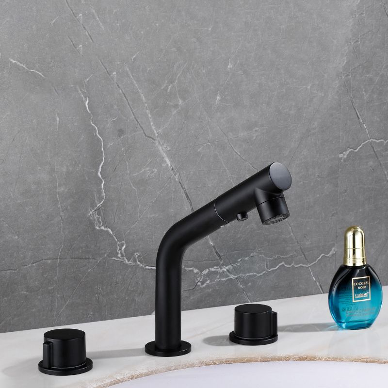 Pull-out Widespread Sink Faucet 2-Handle Vessel Sink Faucet with Angle Valve and Drain