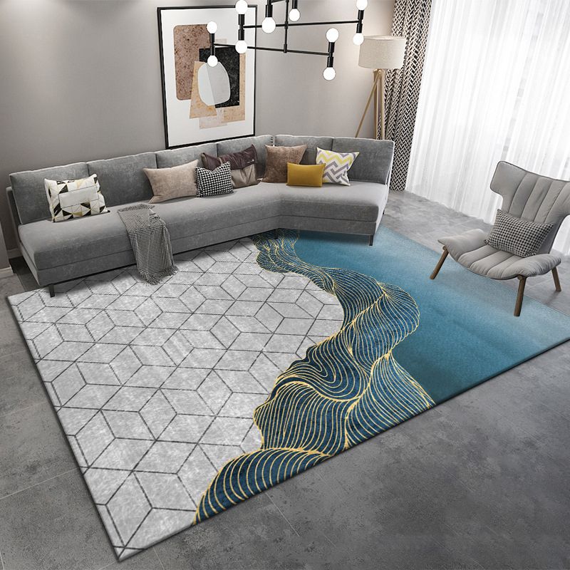 Light Grey Modern Rug Polyester Graphic Indoor Rug Washable Rug for Home Decoration