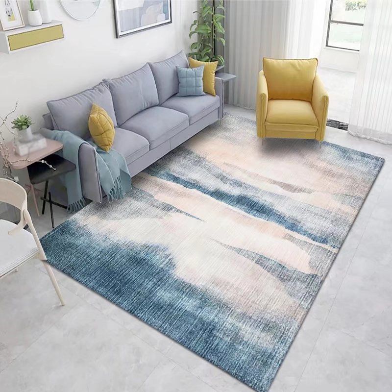 Gray Modern Rug Polyester Graphic Indoor Rug Washable Rug for Living Room