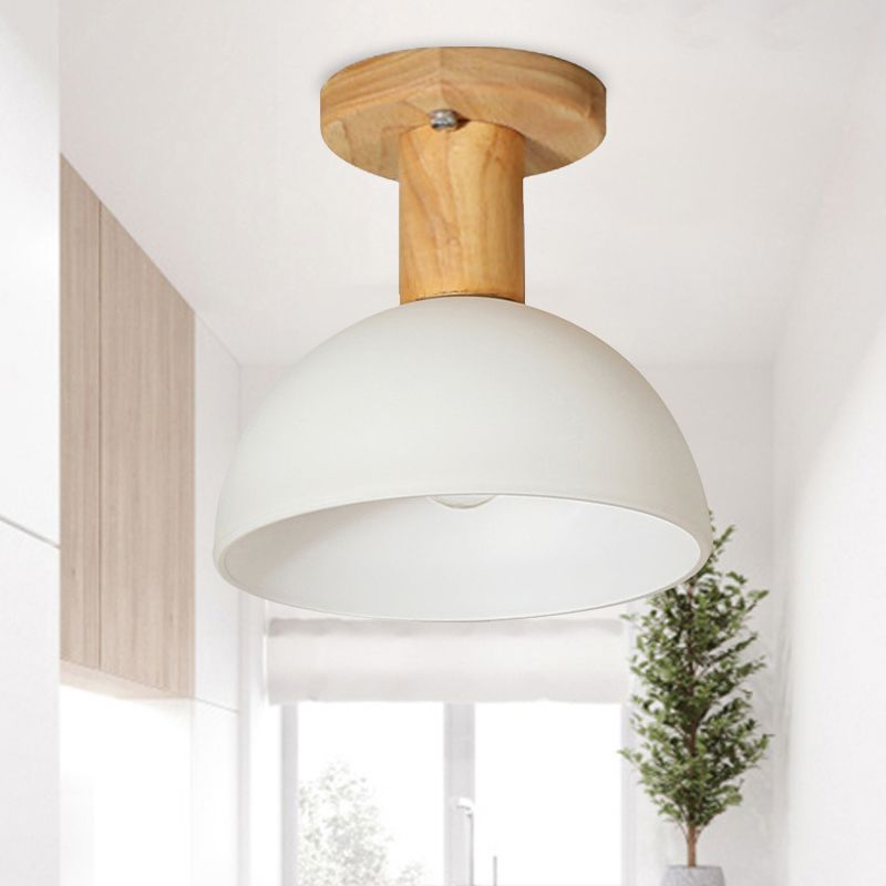 Hemisphere Shade LED Semi Ceiling Mount Light Simple Frosted Glass Ceiling Lamp for Stair Kitchen
