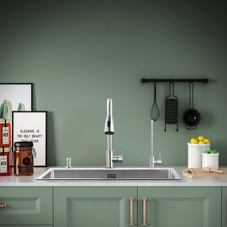 Modern Style Kitchen Sink Overflow Hole Design Drop-In Kitchen Sink with Soundproofing