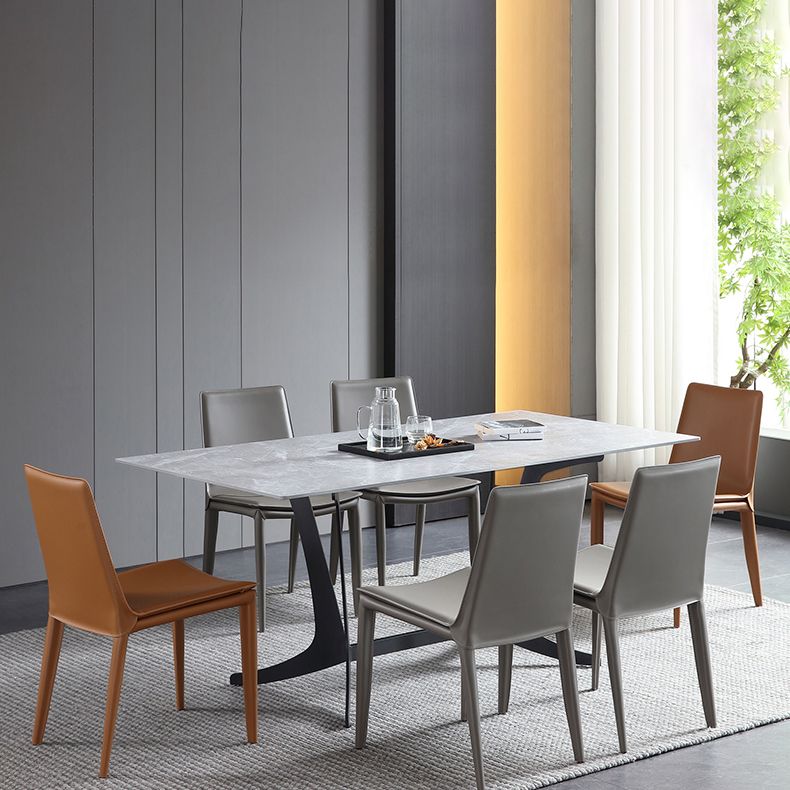 Sillas de comedor contemporáneas de metal acabado metálico parsons sillas de comedor