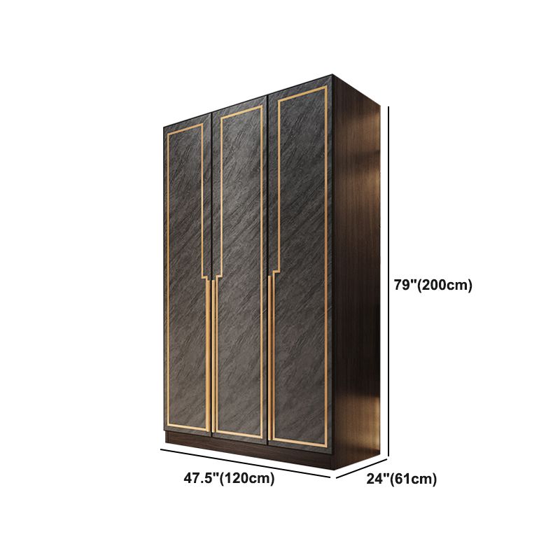 Grey Glass Door Armoire with Garment Rod Modern Storage Cabinet for Bedroom