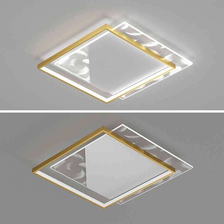 Stagger Square Acrylic LED Semi Flush Ceiling Light in Modern Concise Style Feather Ceiling Fixture for Bedroom
