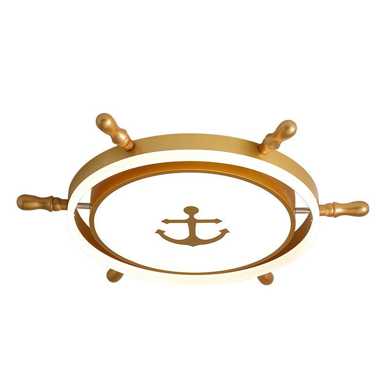 Casque d'or de style créatif pour enfants LED plafonnier encastré en fer forgé avec abat - jour acrylique