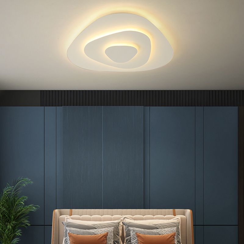 Lacquered Iron LED Ceiling Light in Modern Minimalist Style Acrylic Geometric Flush Mount in White