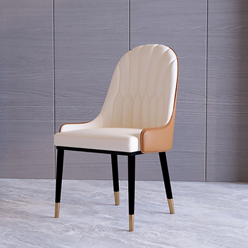 Contemporary Side Chair Upholstered Armless Faux Leather Dining Chairs