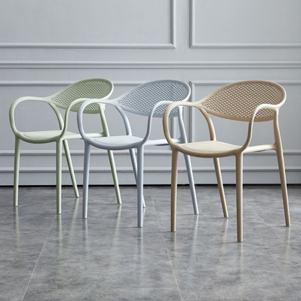 Contemporary Plastic Arm Chair Open Back Kitchen Dining Room Chair