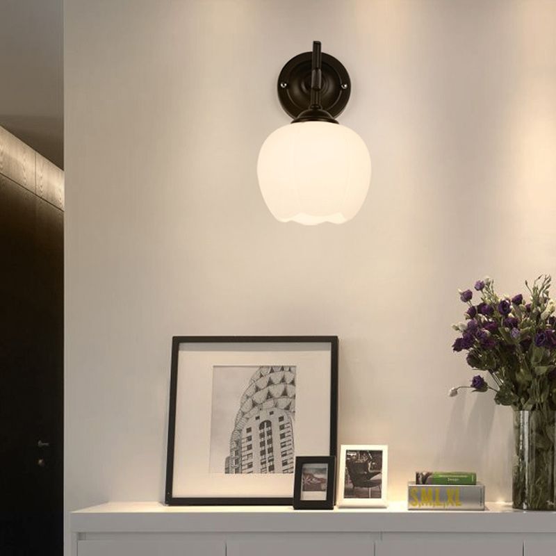 Industrial Style Wall Sconce Grass 1 Light Sconces in Black for Living Room