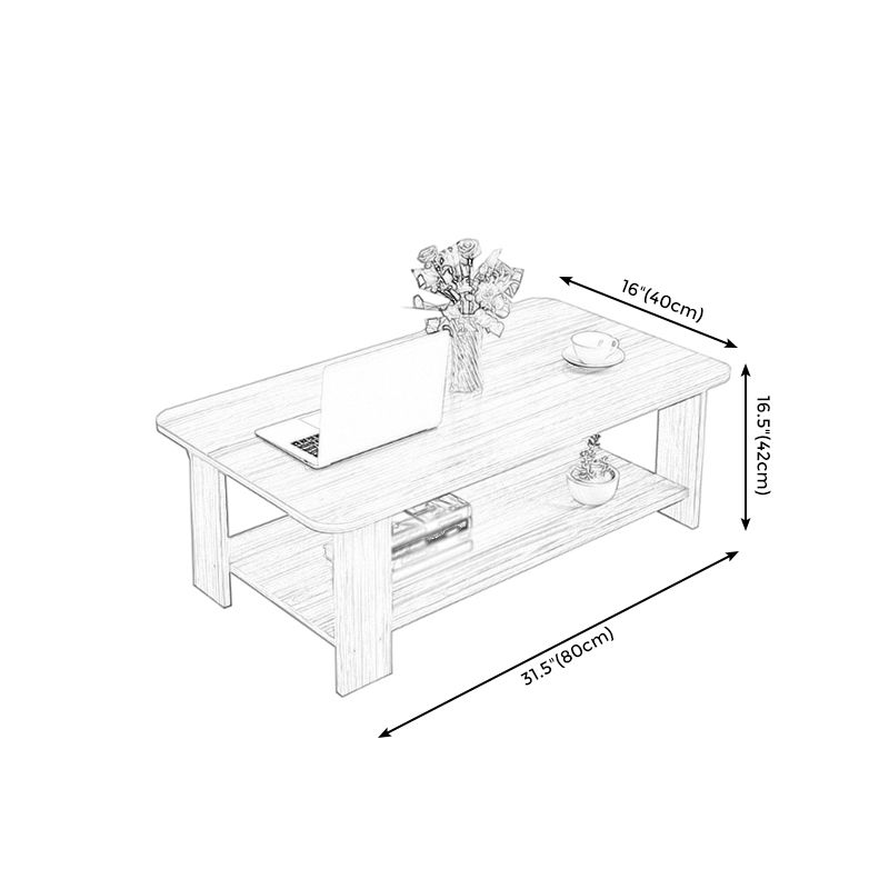Rectangular Wooden Coffee Table 1 Single Cocktail Table with Storage Shelf