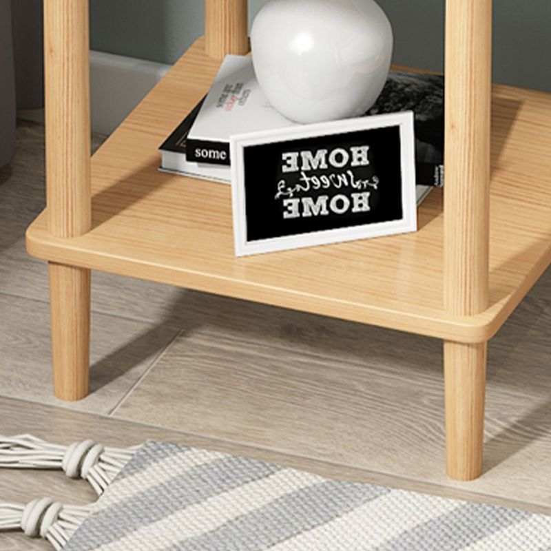 Modern Wood End Slide Table 2-Tier Corner Table with Storage