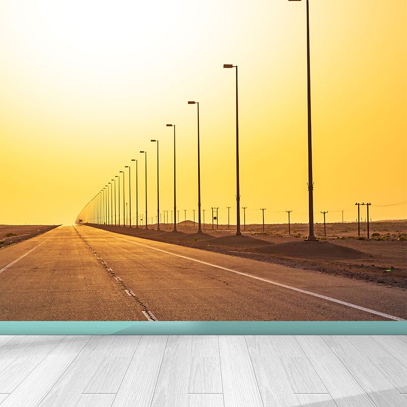 Highway Mural Wallpaper Light Color Contemporary Wall Covering for Girls Bedroom