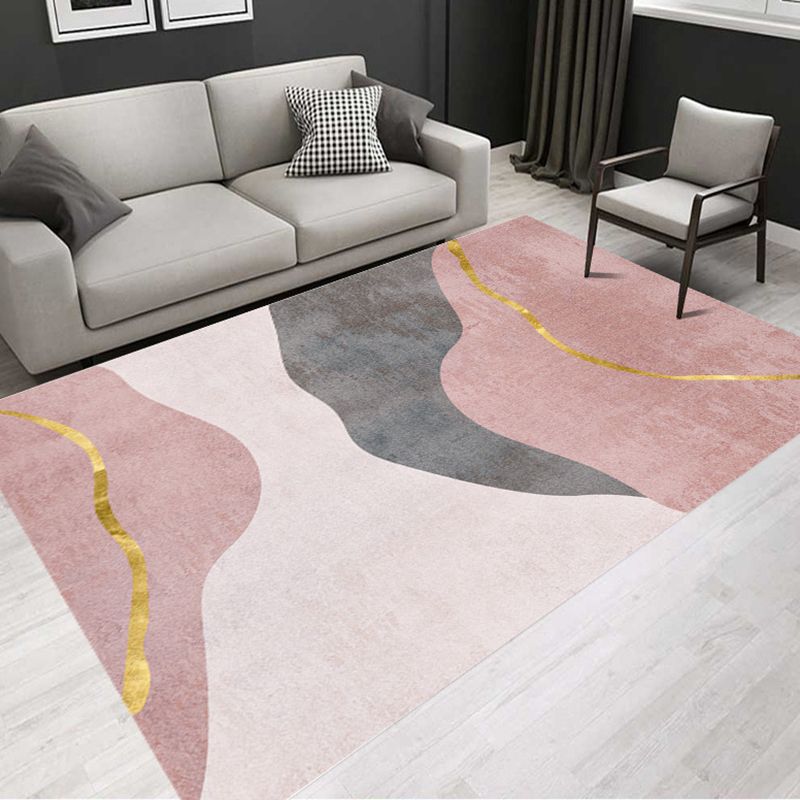 Tapis gris moderne polyester tapis lavable simple pour le salon