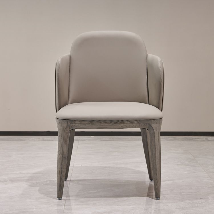 Faux Leather and Solid Wood Modern Dining Accent Chair for Home