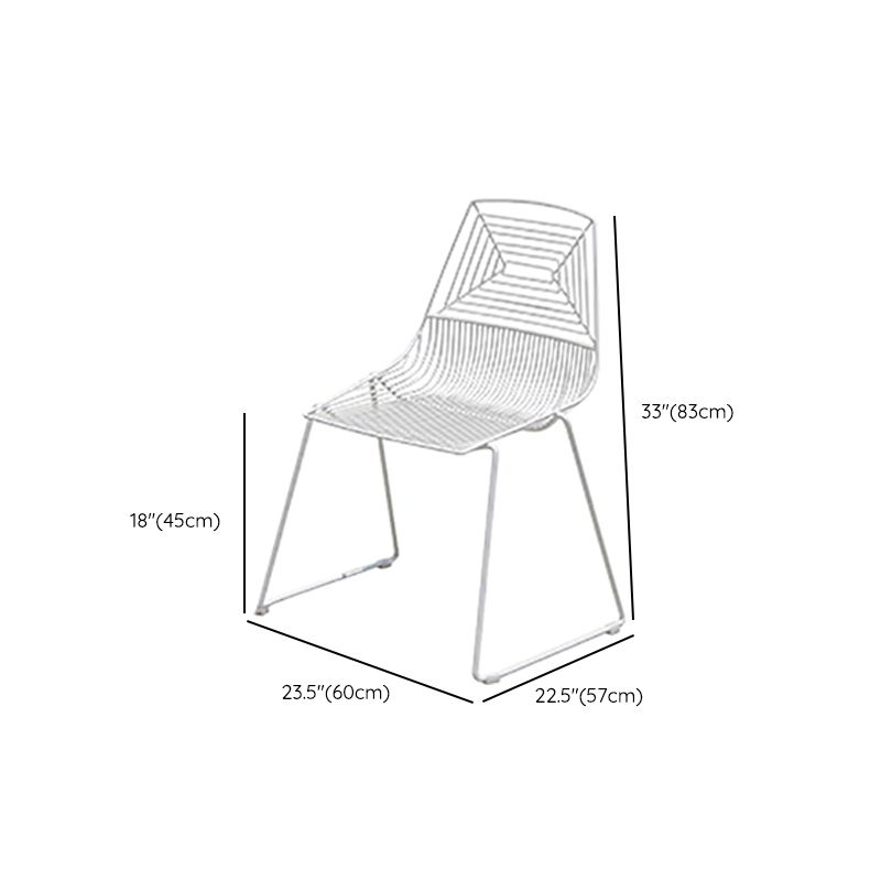 Contemporary Metal Dining Side Chair Open Back Stacking Outdoor Chair