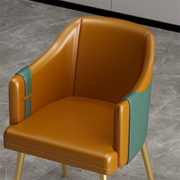 Glam Style Dining Chair Upholstered Faux Leather Dining Arm Chair