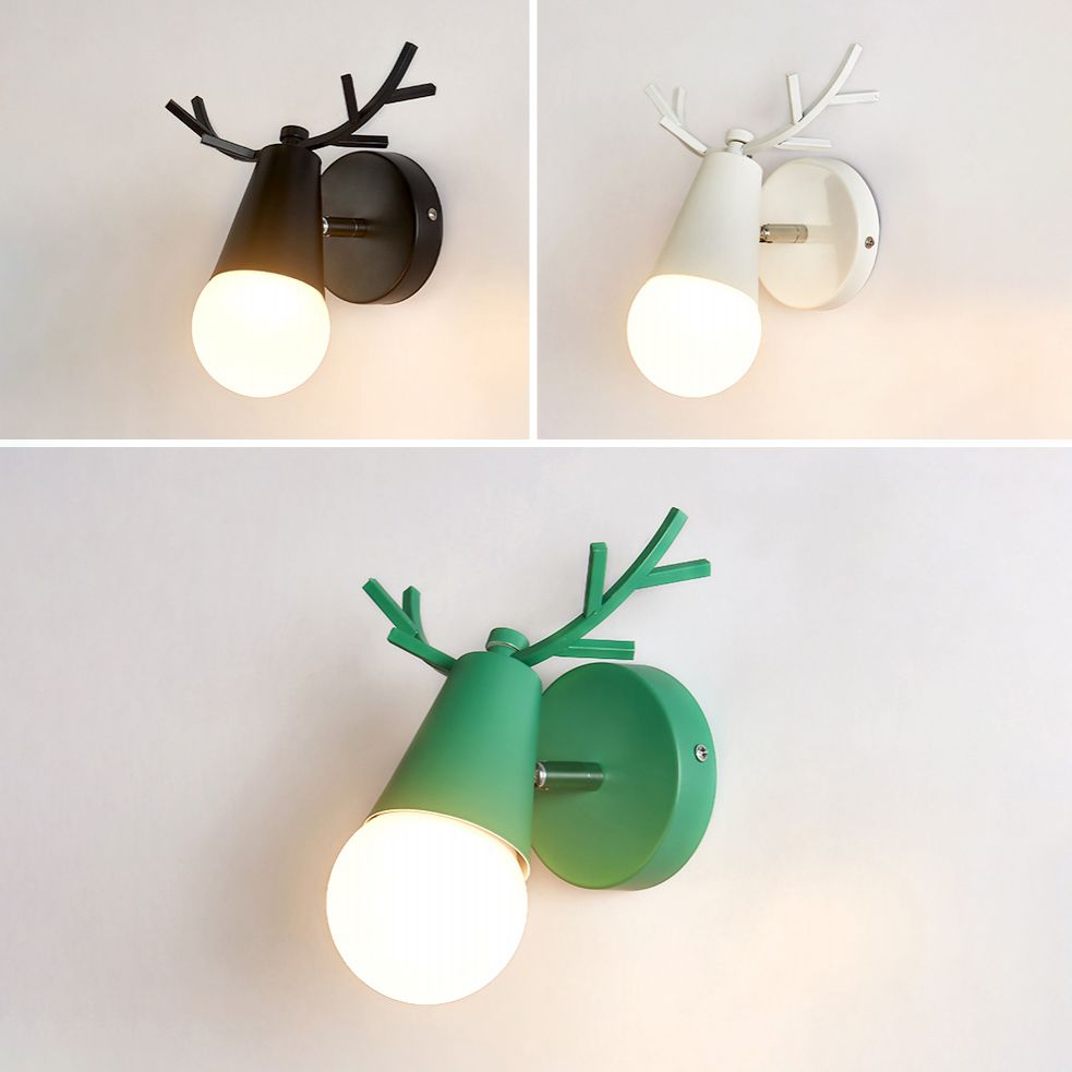 Moderno macharoon cortler forma sconce wall metal 1 flions leggeri con testa di cervo