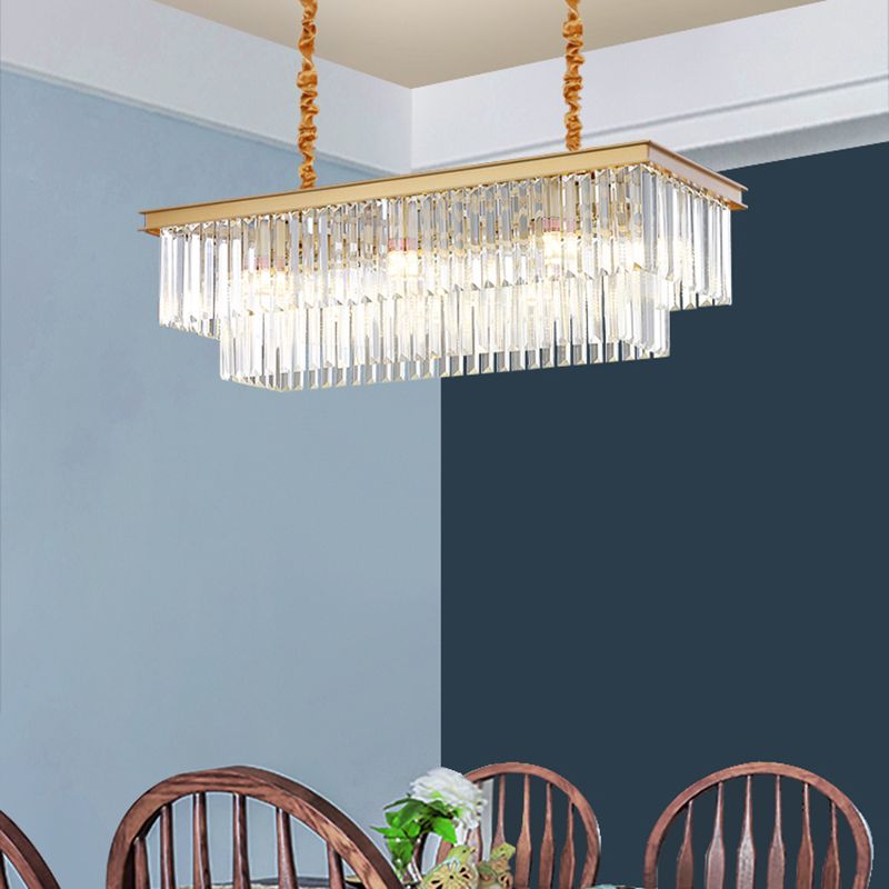 Lineare Inselbeleuchtung in modernen Luxusstil -Kristall -Innenpendelleuchten