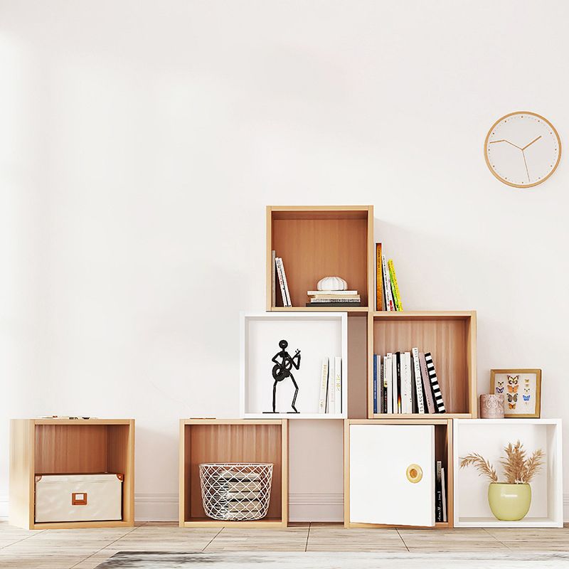 11.8" W Wooden Square Bookshelf Modern Closed Storage Bookcase for Home Office