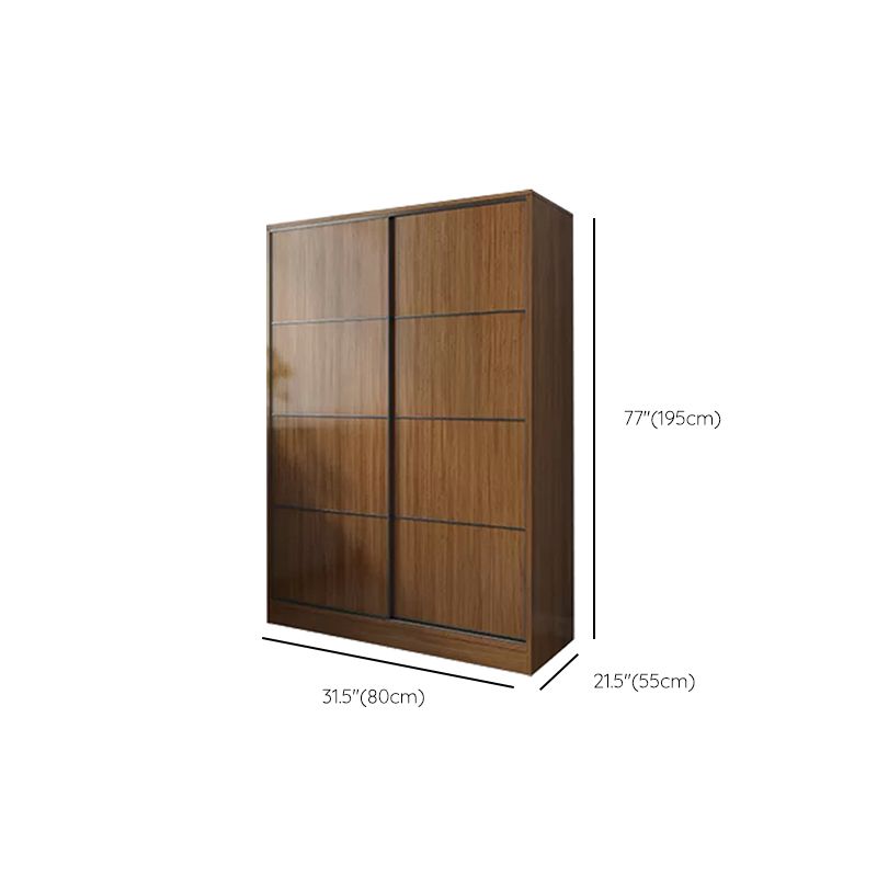 Modern Brown Wood Wardrobe Armoire Freestanding Multifunctional Wardrobe
