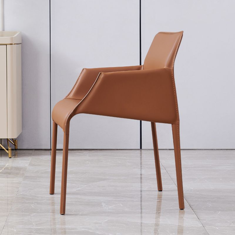 Faux Leather Arm Dining Chairs Orange and Dark grey Side Chair