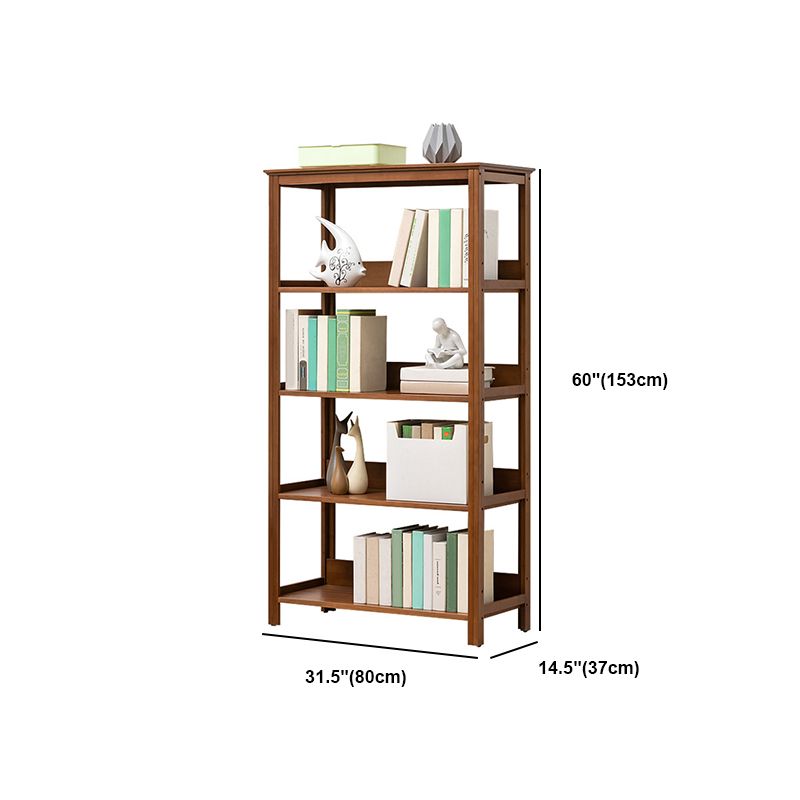 Modern Brown Vertical Book Shelf Bamboo Etagere Open Shelf for Home