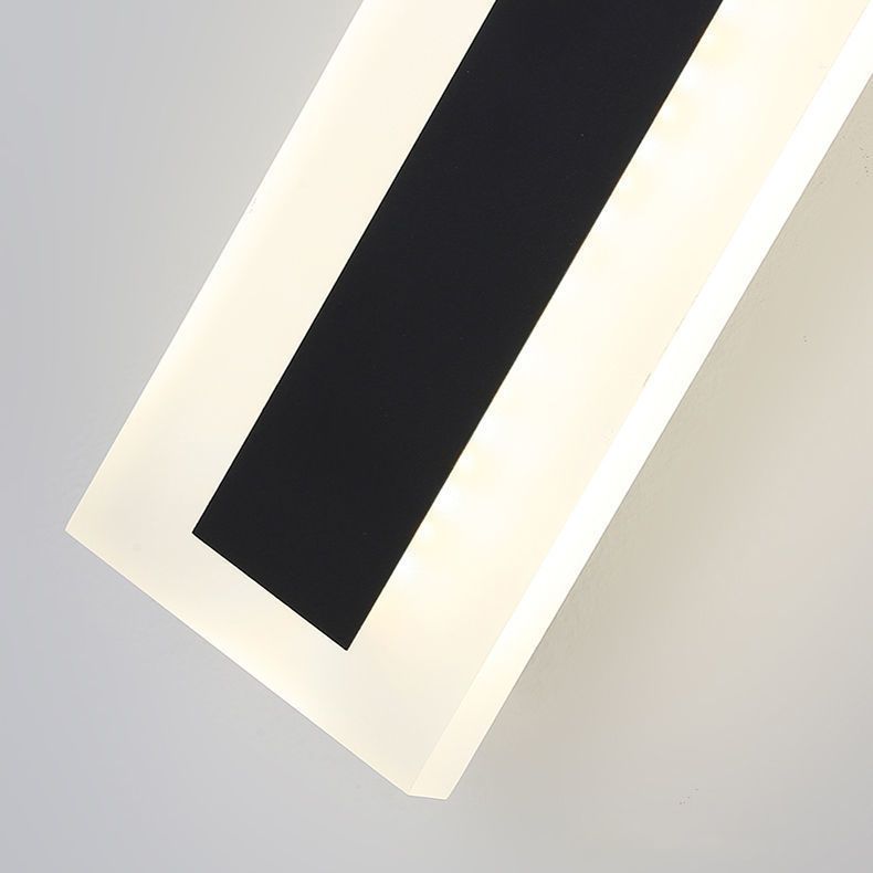 Metal Linear Shape Wall Light Modern Single Light Wall Mount Fixtures in Black