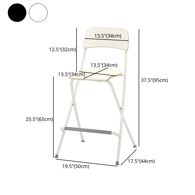 Scandinavian Folding Iron Counter Stools Low Back Bar Stools with Footrest