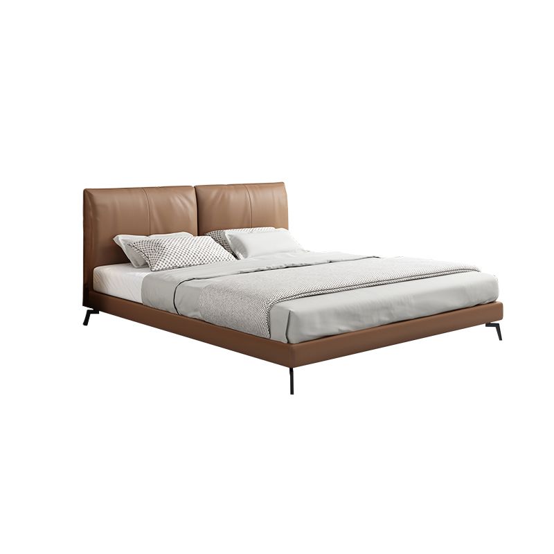 Contemporary Upholstered Standard Bed, Rectangular Headboard Bed
