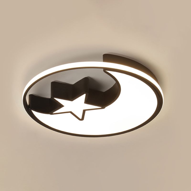 Moon And Star Flush Mount Light 1 Light Acrylic Cartoon Flush Mount Spotlight for Children Bedroom