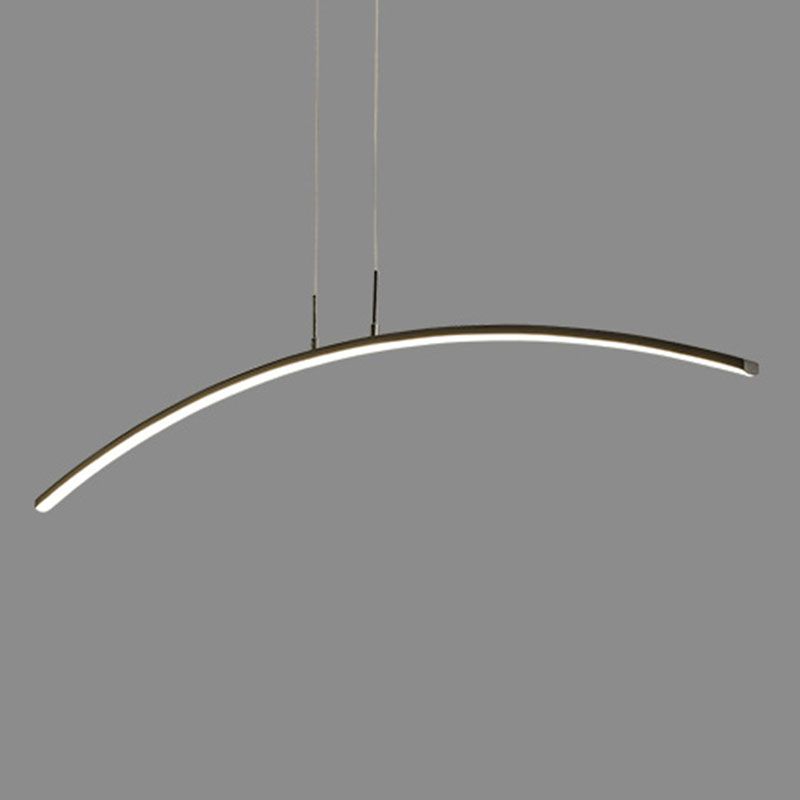 Simple Curved Island Light Fixture Metal Dining Room LED Island Pendant Light