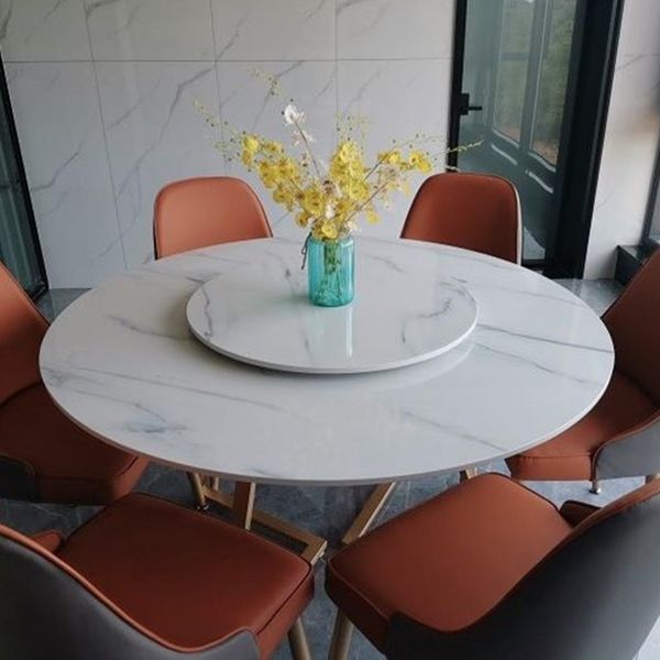 Iron and Slate Table Glam Style Simple Home Round Dining Table