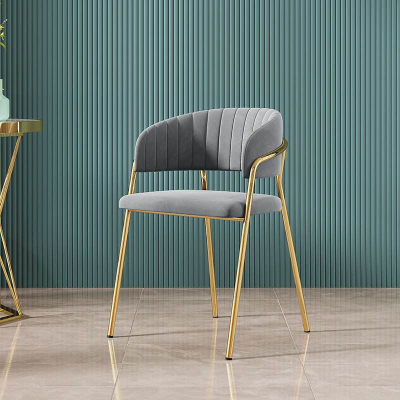 Upholstered Dining Chair Glam Style Open Back Arm Chair for Dining Room