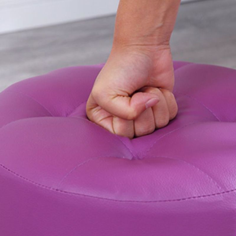 Tufted Pouf Faux Leather Cylinder Shape Water Resistant Whole Colored Pouf Ottoman