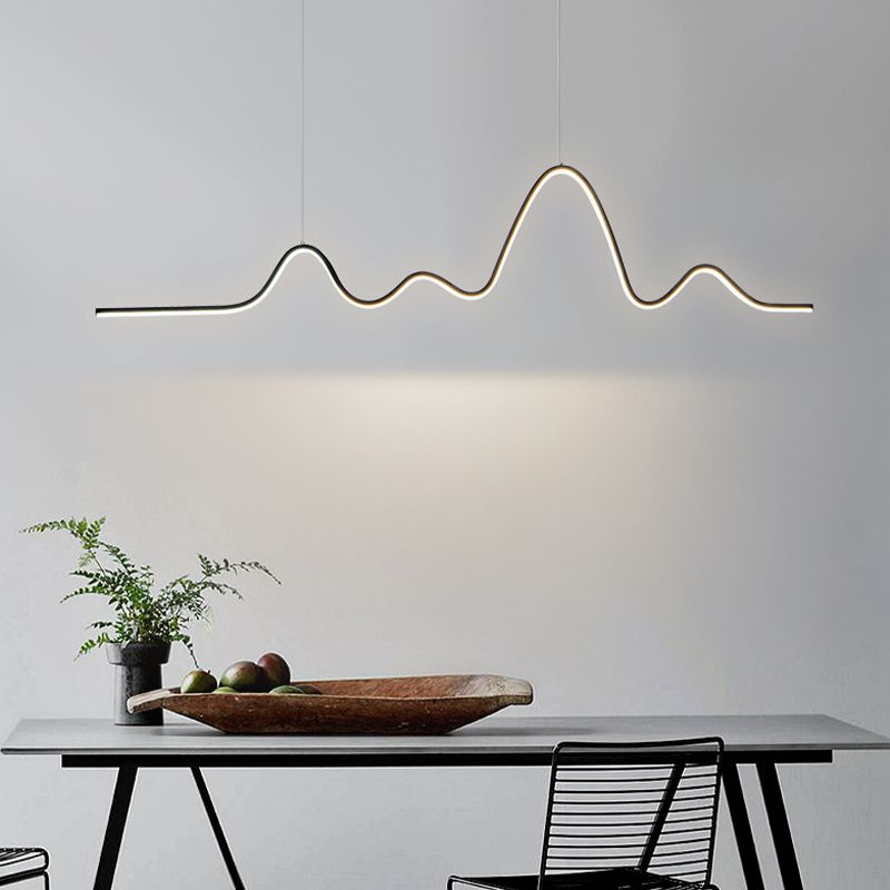 Golden/Black Kitchen Island Lighting Modern Linear LED Ceiling Light for Foyer
