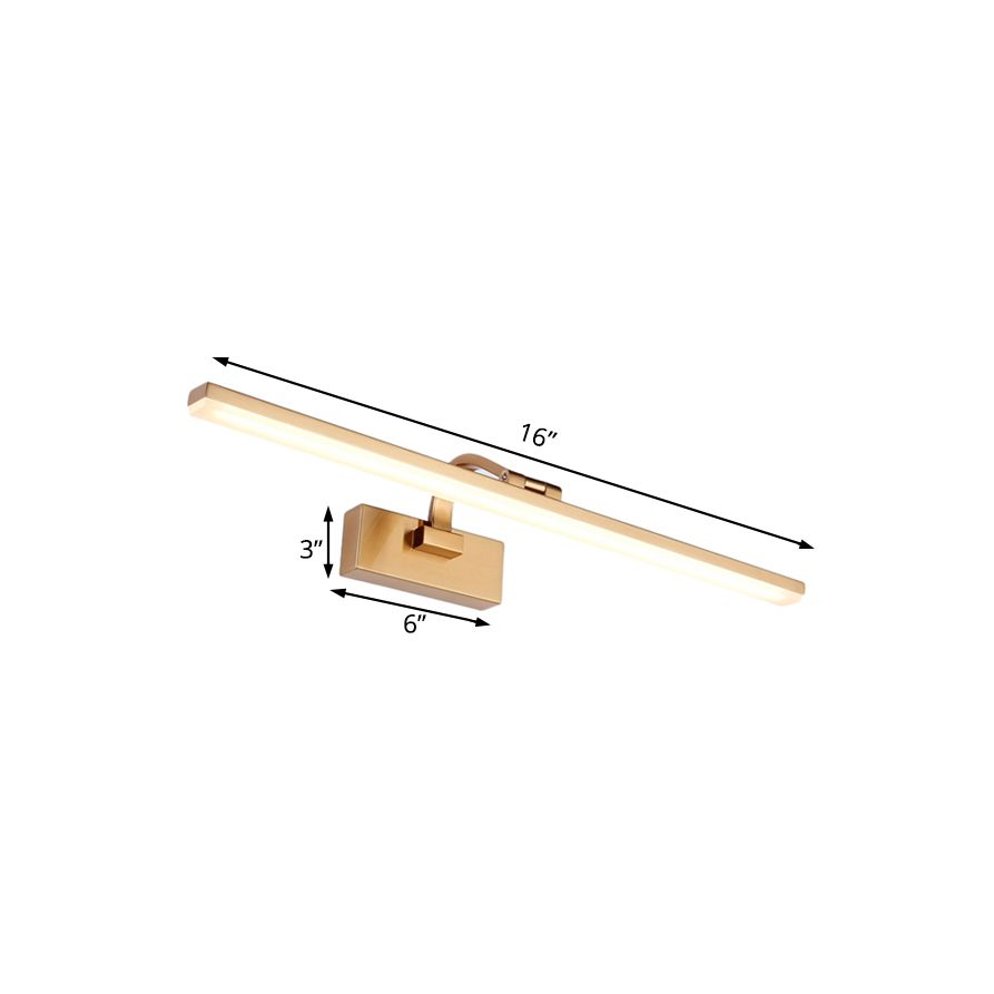 Gold Linear Wall Sconce Lamp Modern Style 16"/20" Dia LED Acrylic Vanity Light Fixture for Bathroom