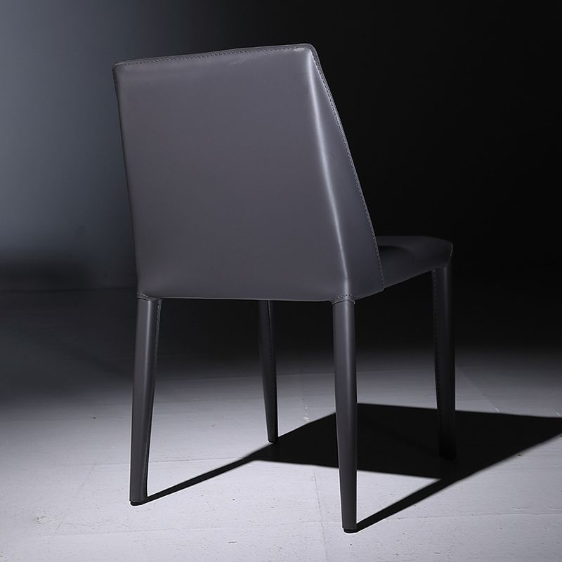 Faux Leather Indoor Upholstered Dining Chair Matte Finish Solid Back Side Chair