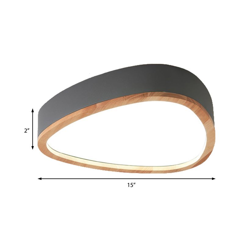 Grey/White/Green Drop Flush Mount Ceiling Light Modern Iron and Wood Unique Ceiling Light in Warm/White
