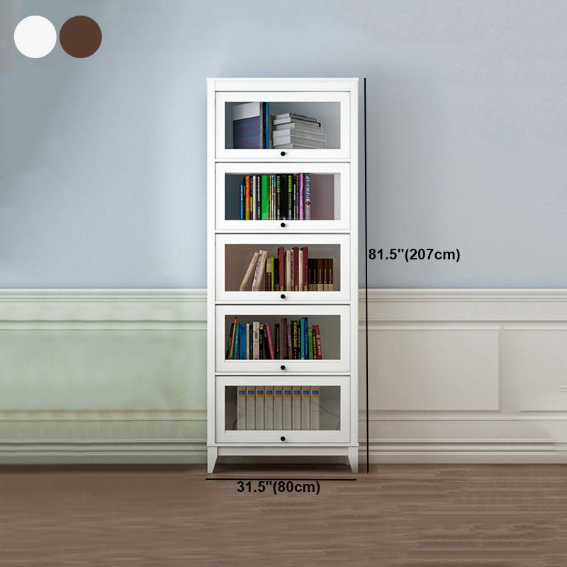 Manufactured Wood Bookcase Contemporary Standard Bookshelf with Glass Doors