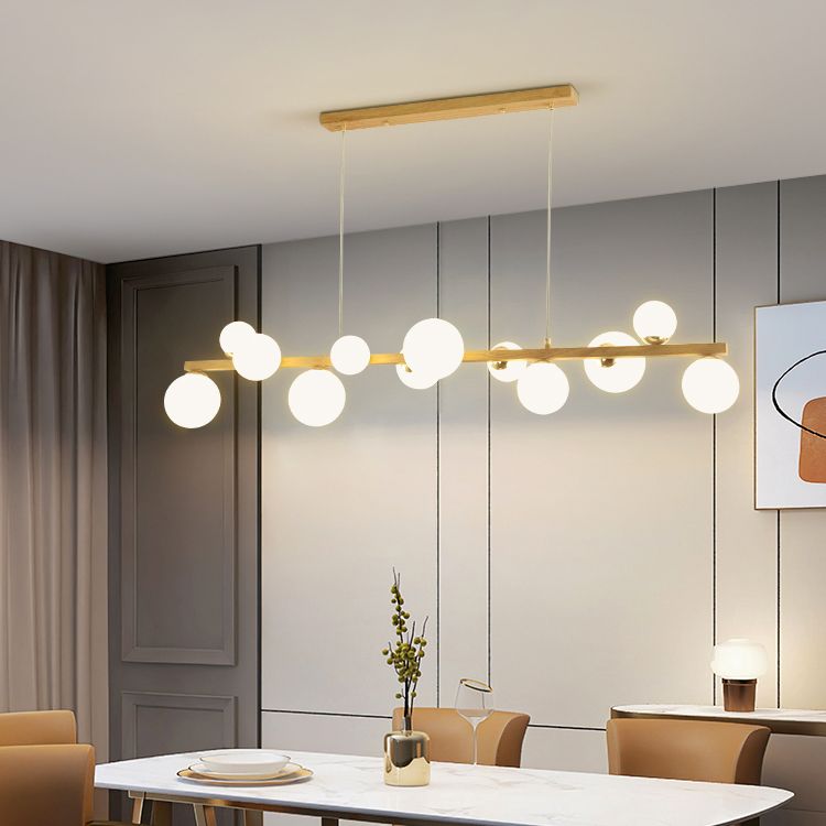 Contemporary Adjustable Length Hanging Light Globe Glass Pendant Light for Kitchen
