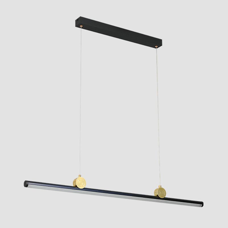 Black Aluminum Island Lamp Modern Linear Restaurant Pendant Light with Acrylic Shade
