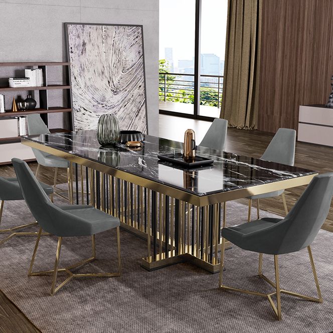 Glam Rectangle Shape Marble Dining Table Standard Dining Table for Kitchen