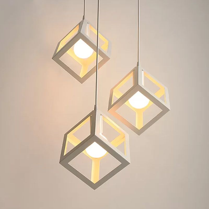 1 kop naar beneden verlichting hanger Noordse kubus frame metalen plafond hang licht in wit
