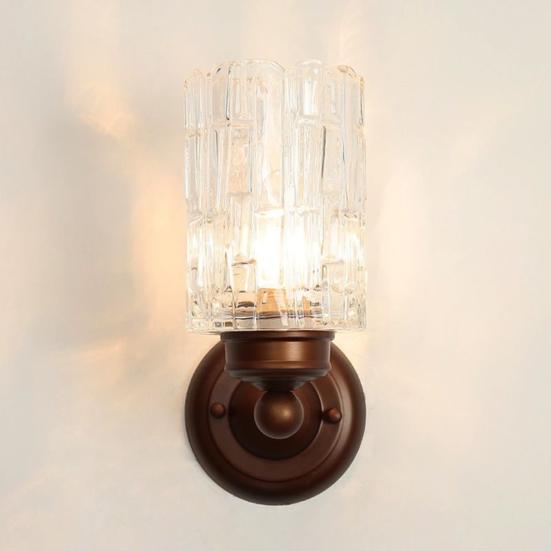 Nordic Style Wall Light Cylinder Shape Wall Lamp with Glass Shade for Bedroom