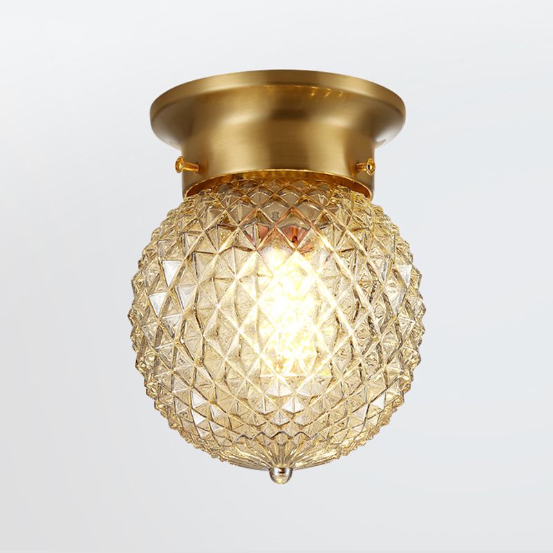 Glass Ceiling Light Fixture Simplistic Gold Round Aisle Ceiling Fixture