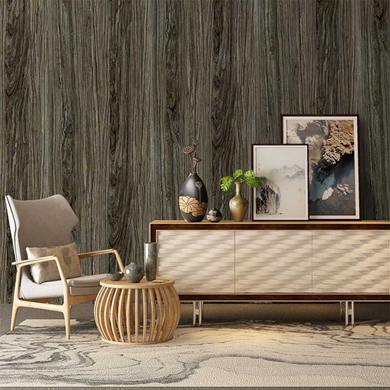 Dark Coffee Wood Look Wallpaper Peel and Paste Farmhouse Living Room Wall Covering
